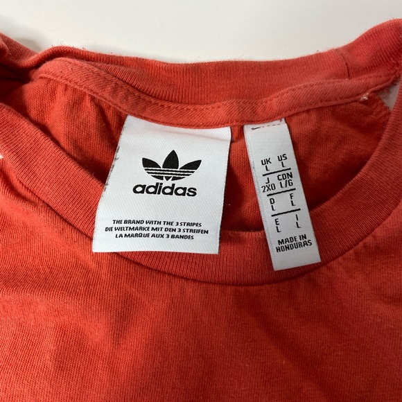 Adidas 3 Stripe Orange Shirt Size Large - Picture 2 of 3